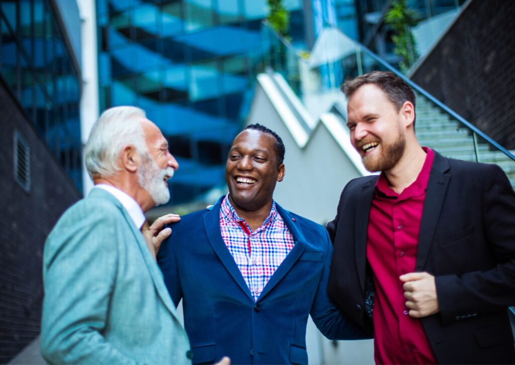 happy Men laughing and smiling