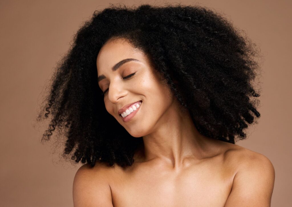 lady smiling with healthy hair