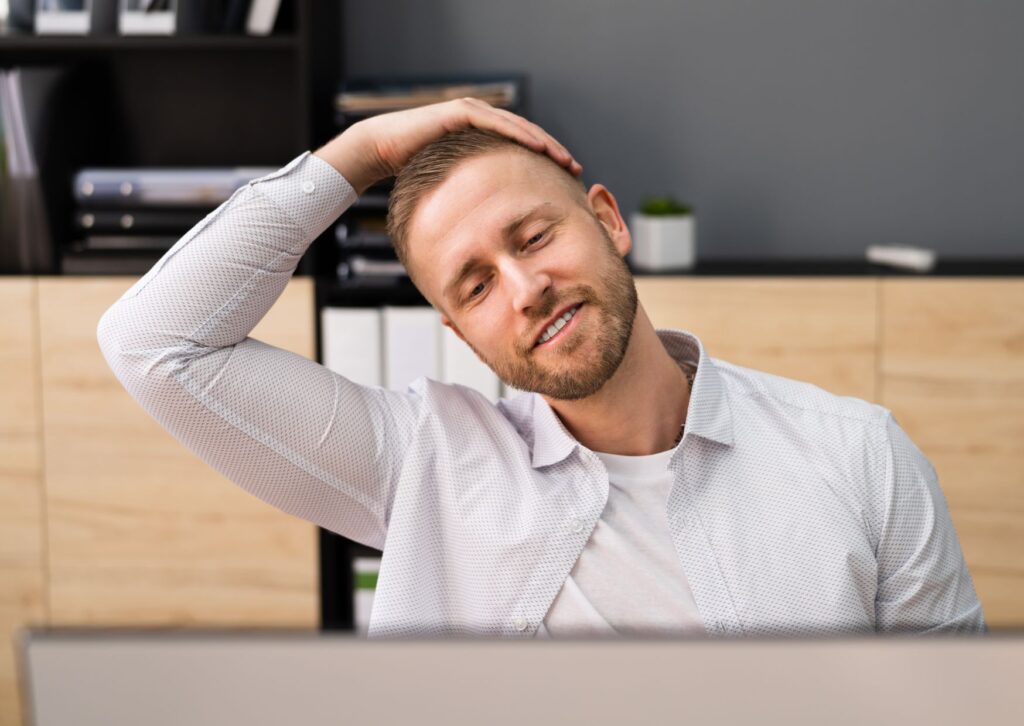 Loosening neck muscles by stretching