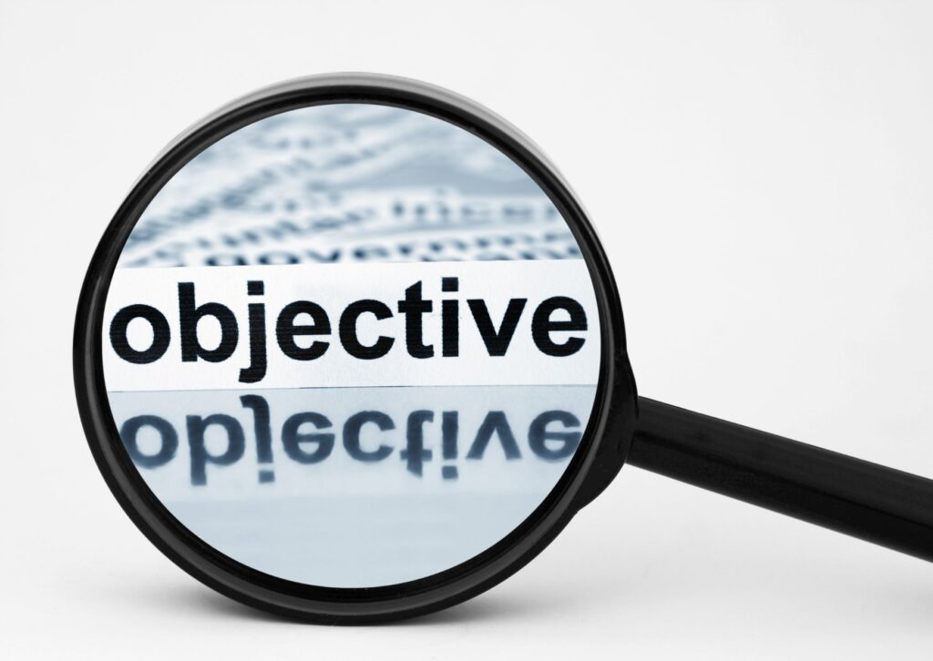 objective written in a microscope